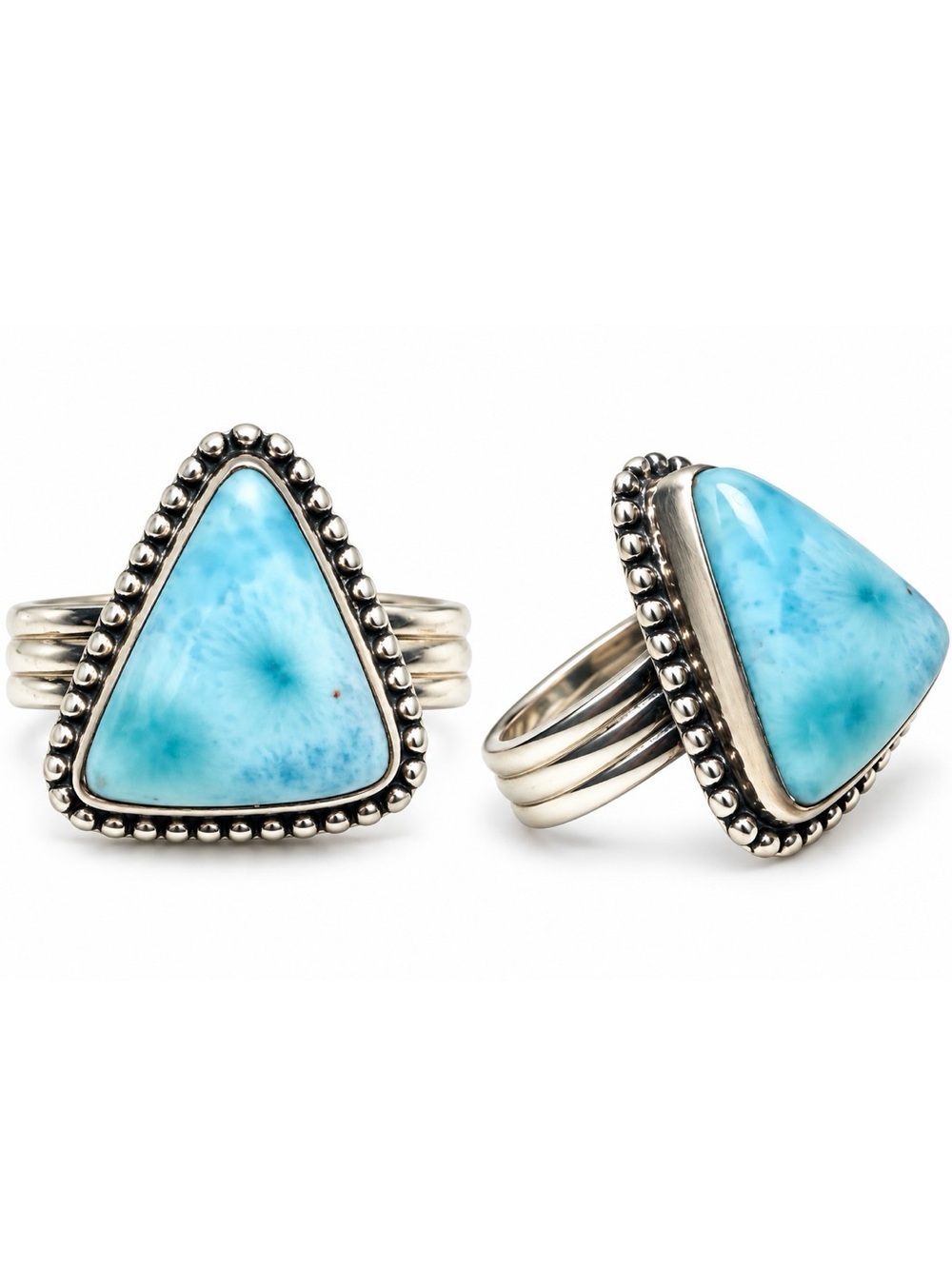 Sterling Silver Triangular Blue Larimar Statement Ring size 9